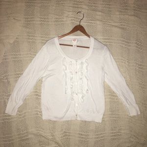 Button Down Cardigan with Ruffles